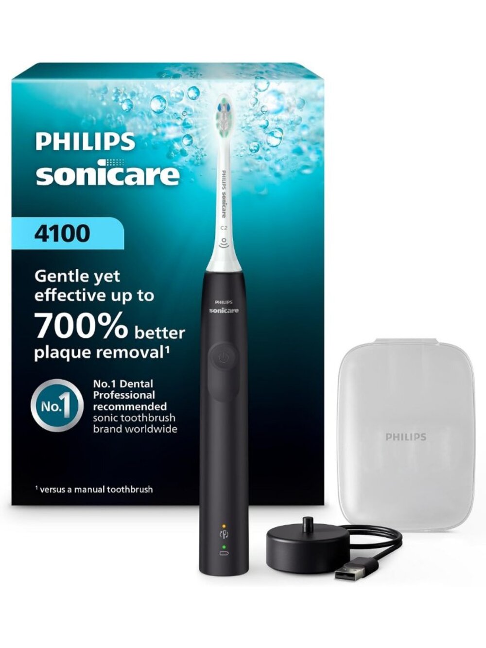 Rechargeable Electric Toothbrush with 1 Brush Head - Black, Sonic Cleaning Power